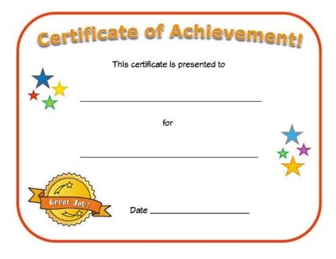 Make gift certificates with printable homemade gift. Blank Certificate of Achievement | Certificate of achievement template, School certificates ...