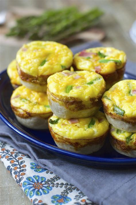 Mini Quiche Cups Are Packed With Tender Ham Fresh Asparagus And Sharp