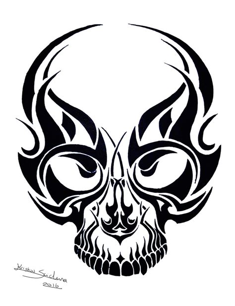 Tribal Skull Tattoo Ink Design No2 Skull Poster Etsy