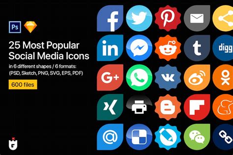 25 Most Popular Social Media Icons Sworojgaar