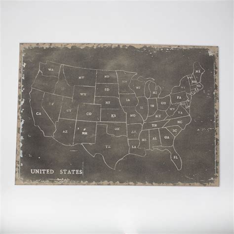 United States Canvas Pressed Cotton State Canvas Map Canvas