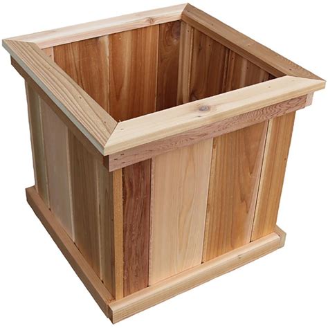 16 In Cascades Square Cedar Wood Planter N016 The Home Depot