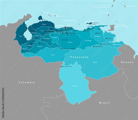 Vector Modern Illustration Simplified Administrative Map Of Venezuela