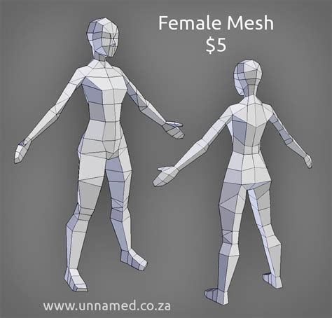 Low Poly Female Model By Yeshuanel Low Poly Character Low Poly