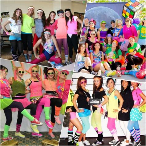 The Collage Shows Girls In Colorful Outfits