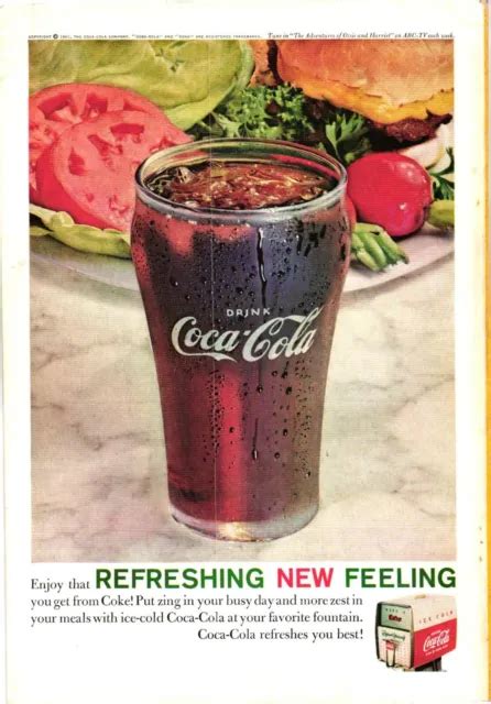 1961 Coca Cola Classic Print Ad Ice Cold Coke Meal Hamburger Fixings 7
