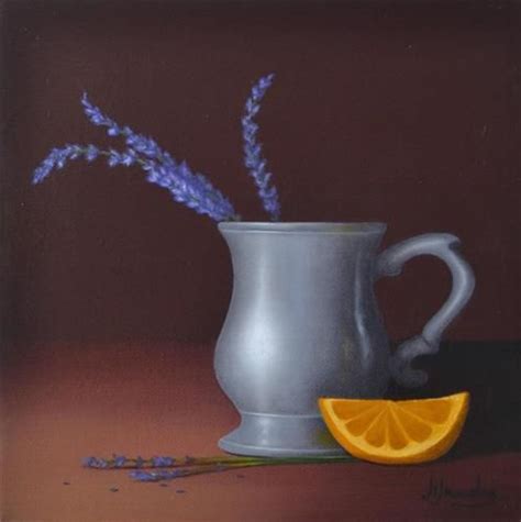 Daily Paintworks Silver Lemon And Lavender Original Fine Art For