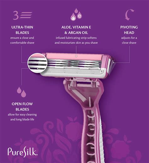 pure silk contour 3 premium disposable razors value pack bundle for women