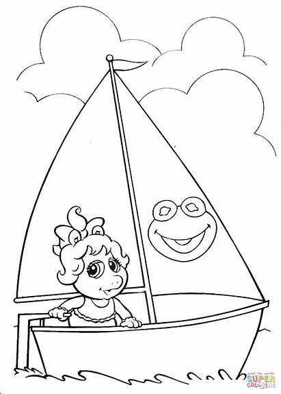 Coloring Pages Boat Piggy Miss Drawing Printable