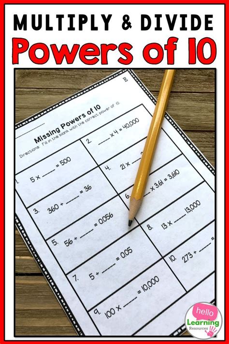 Powers Of 10 Worksheets