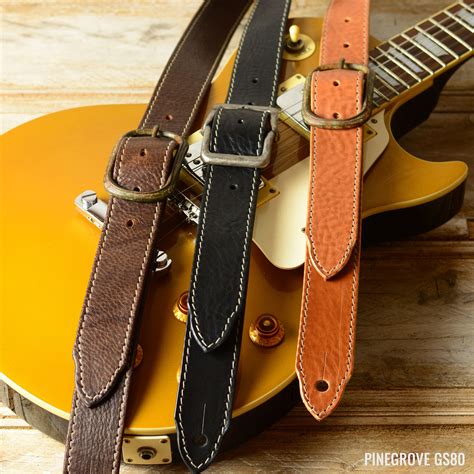 Slim Tan Leather Guitar Strap With Buckle Gs Inch Etsy
