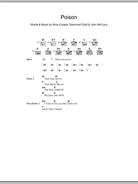 Poison By Alice Cooper Guitar Chordslyrics Guitar Instructor