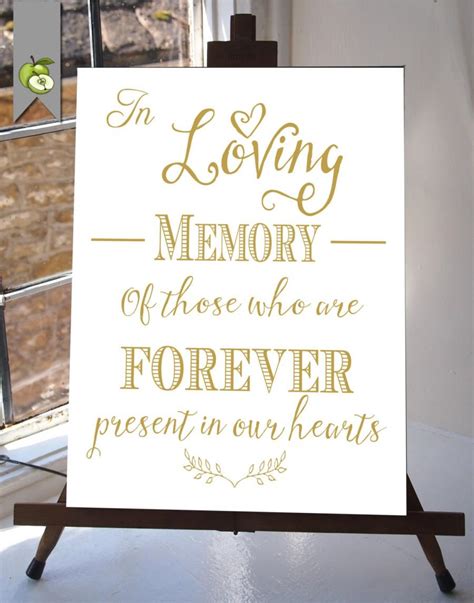 In Loving Memory Wedding Sign Memorial Table Gold And White Diy