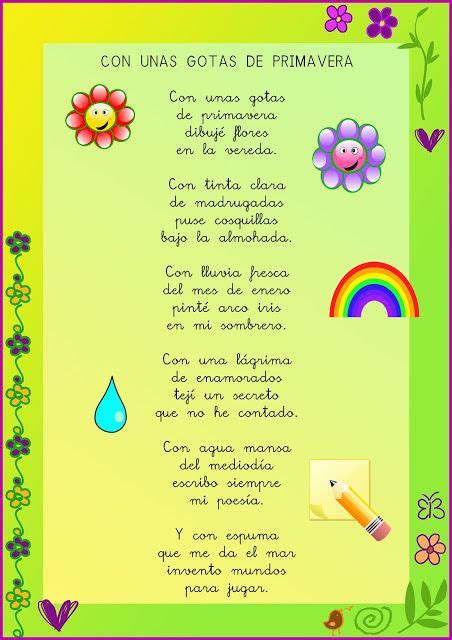 Y con ella días de luz, sol, flores y colores. poema de primavera en español - Buscar con Google | Image ...