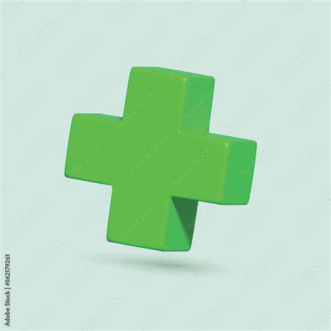 3d Green Plus Sign Vector Illustration In Cartoon Style Vector Stock