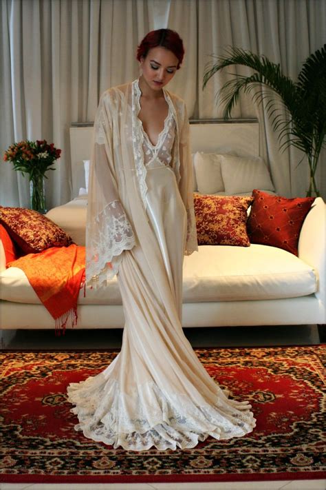 Bridal Nightgown Amelia Satin Embroidered Lace Wedding Etsy Uk