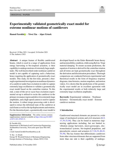 PDF Experimentally Validated Geometrically Exact Model For Extreme
