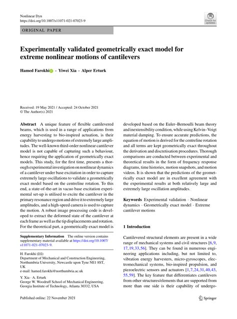 Pdf Experimentally Validated Geometrically Exact Model For Extreme