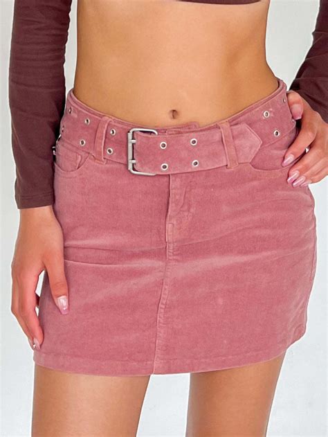 Corduroy Belted Mini Skirt Pink Garmentory