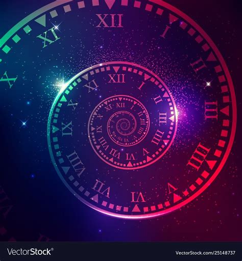 Concept Of Space Of Time In The Universe Spiral Clock With Galaxy Star