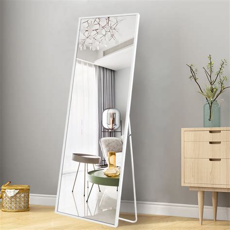 Neutype 65 X 22 White Full Length Mirror With Standing Holder Floor