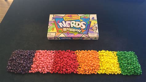i sorted a pack of nerds candy by their colour and arranged them by the colour scale r