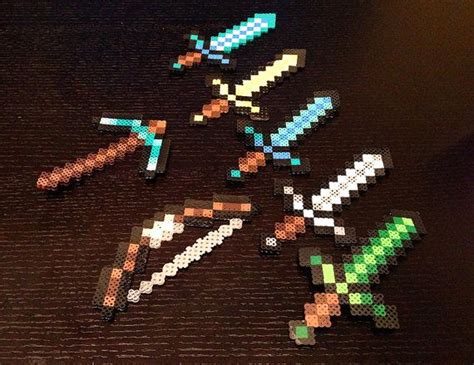Minecraft Diamond Sword Made With Perler By Creativekidshoppe These