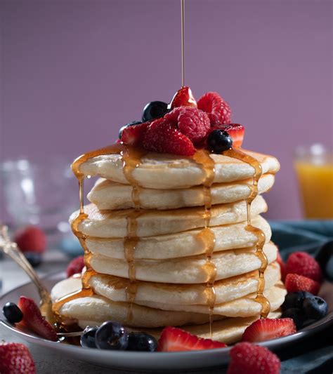Classic American Style Fluffy Pancakes Frazzled Raspberry