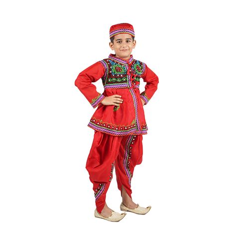 Red Colour Gujarati Kedia Garba Dress For Boys With Dhoti Angrakha