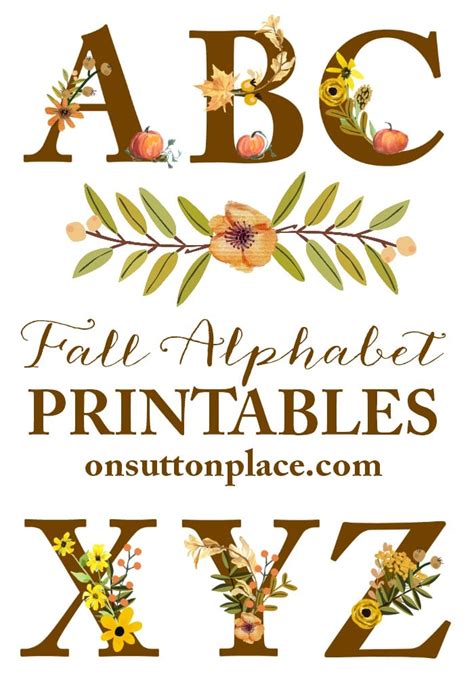 Fall Floral Alphabet Printables Banners And Diy Wall Art On Sutton Place