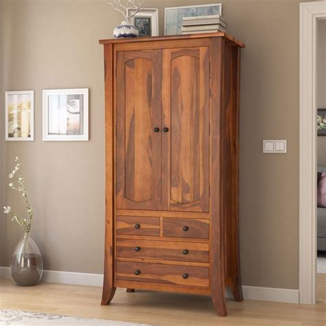 Georgia Rustic Solid Wood Wardrobe Armoire Closet With 4 Drawers