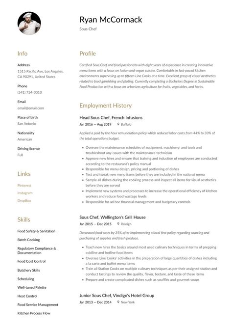 Sous Chef Resumes And Guide 24 Examples