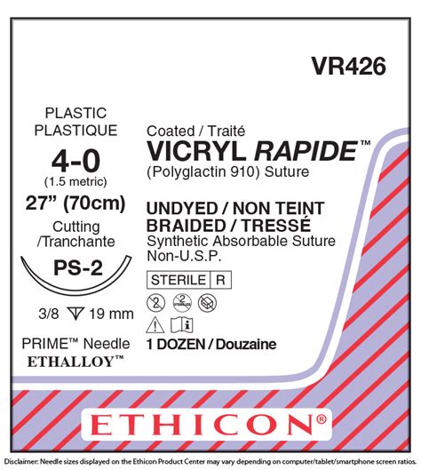 Ethicon Vr426 Vicryl Rapide Polyglactin 910 Suture
