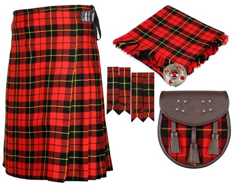 8 Yard Traditional Scottish Plaid Kilt With Accessories Wallace Tartan