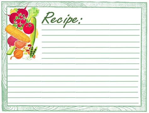 Create a recipe card that sells your food. The Graphics Monarch: Printable Recipe Card Design Vegetable Meal