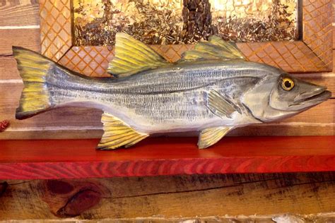 Snook 34 Wooden Fish Chainsaw Carving Ocean Coastal Fly