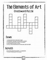 ELEMENTS OF ART CROSSWORD PUZZLE | Elements of art, Art worksheets ...