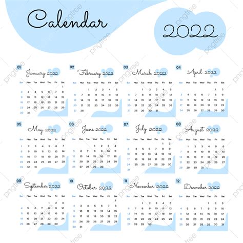 Aesthetic Calendar Png Picture Aesthetic 2022 Calendar With Blue