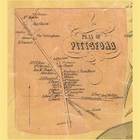 Pittsford Village Vermont 1854 Old Town Map Custom Print Rutland Co