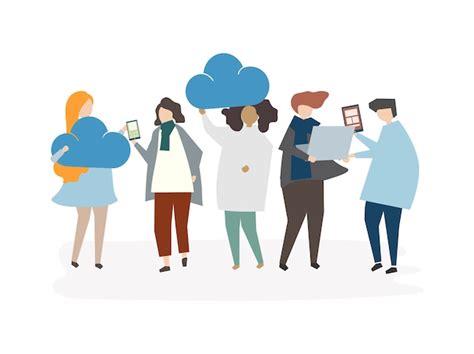 Free Vector Illustration Of People Avatar Cloud Connection Concept