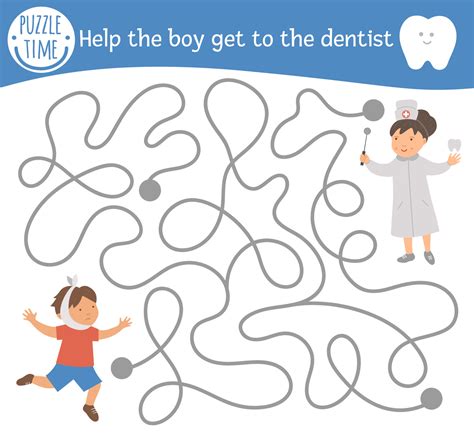 Dental Care Maze For Children Preschool Medical Activity Funny Puzzle