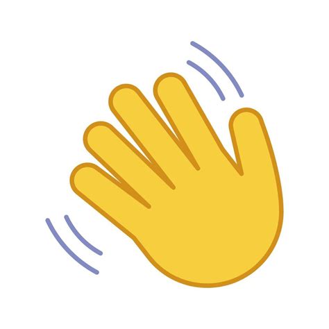 icono de color emoji de gesto de mano ondulante hola hola adiós