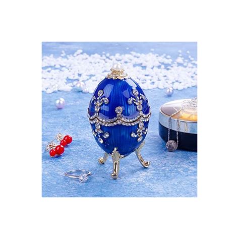 WINGER Jewelry Organizer Hand Painted Enameled Faberge Egg Hand Painted Sculpted Figure Vintage