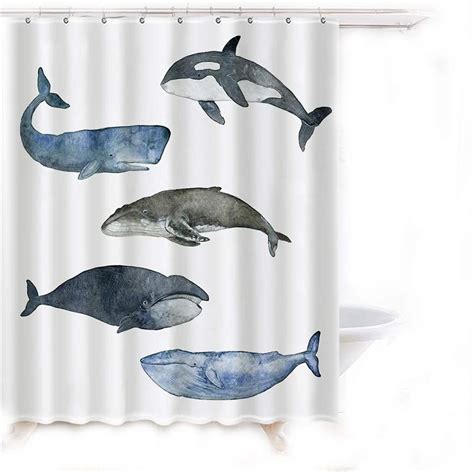 Amazon Com Curtain Whale Shower Whale Watercolor Ocean Picture Cloth