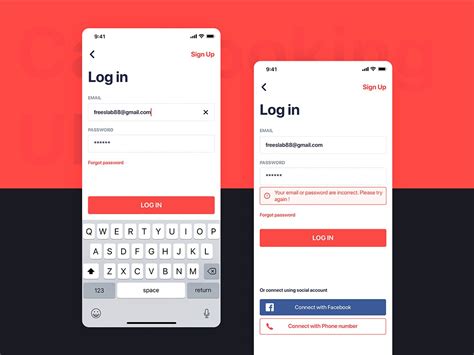 Car Booking Ui Mobile Concept Login Form Uplabs