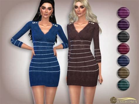Gold Tone Embellishment Suede Dress By Harmonia At Tsr Sims 4 Updates