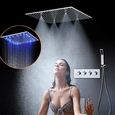 Bathroom Shower Set Ceiling Mounted Led Shower Faucet 20 Showerhead Rain Shower Mist