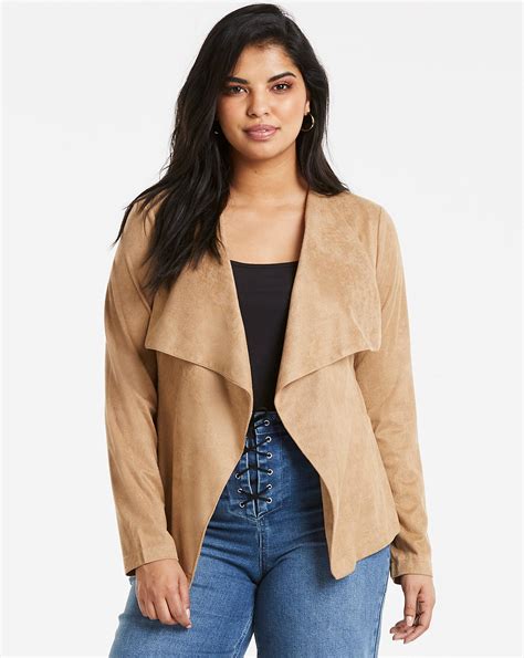 Camel Suedette Waterfall Jacket Simply Be