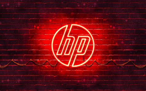 Download Wallpapers Hp Red Logo 4k Red Brickwall Hewlett Packard Hp