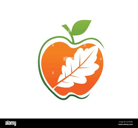 A Vector Illustration Of Apple And Leaf Logo Sign In Green And Orange